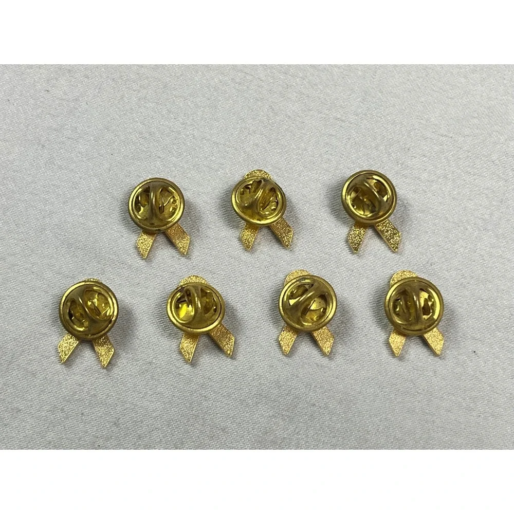 7pc‎ Pink Ribbon Awareness Enamel Lapel Pins Gold Tone Breast Cancer Support Set